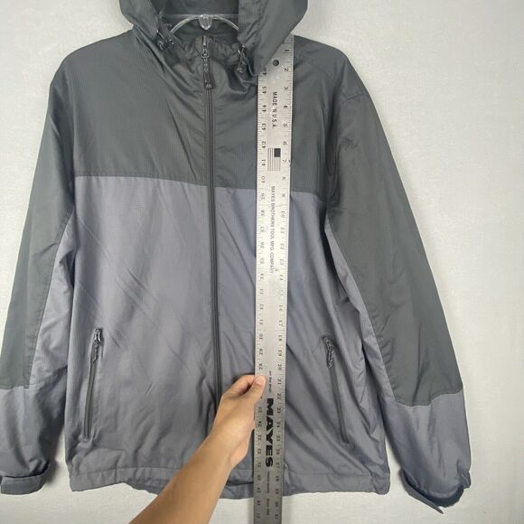 Gerry Jacket Mens Large Grey Hooded Fullzip Lightweight Windbreaker Mesh Lined L - Picture 4 of 7